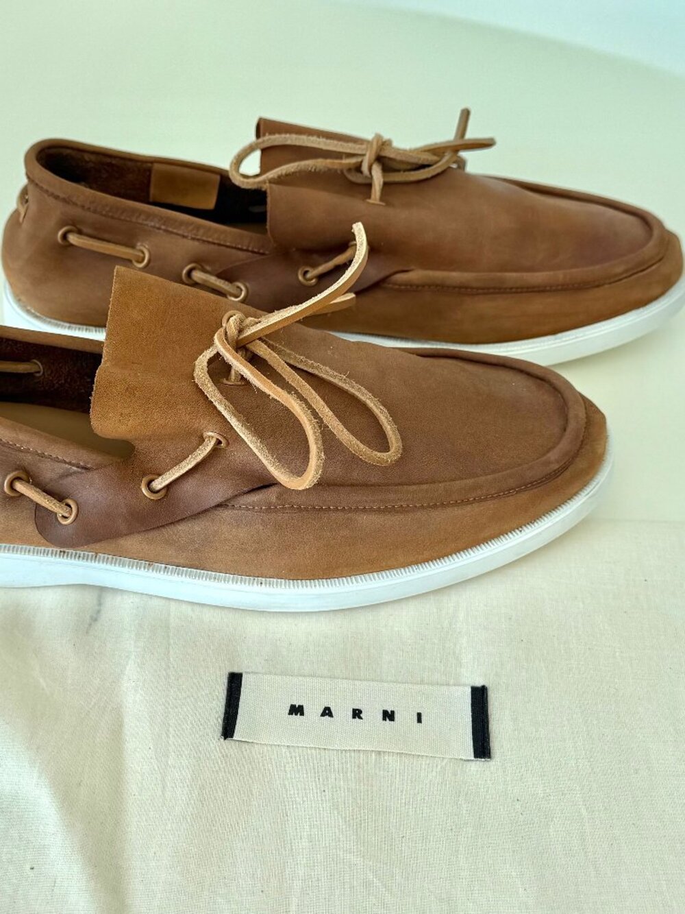 MARNI Tan Nubuck Boat Shoes IT 39 / US 9 - Picture 7 of 12